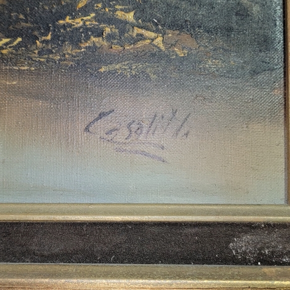 VINTAGE OIL ON CANVAS PAINTING SIGNED BY ITALIAN ARTIST CASALITTI 27X31 " FRAMED - Picture 7 of 12